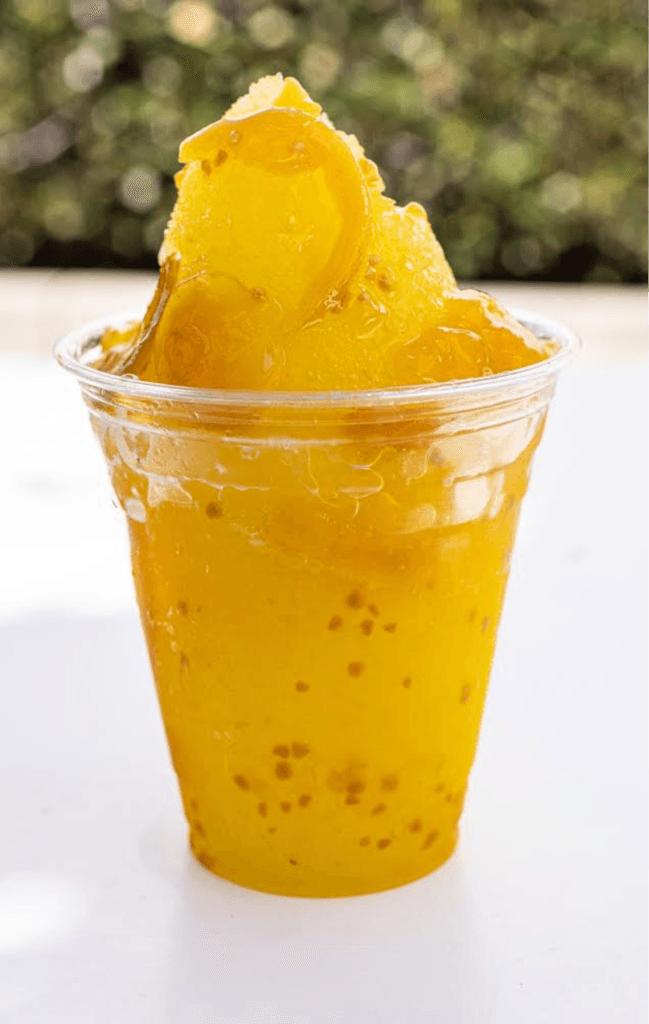 Guava raspado with fresh fruit garnish