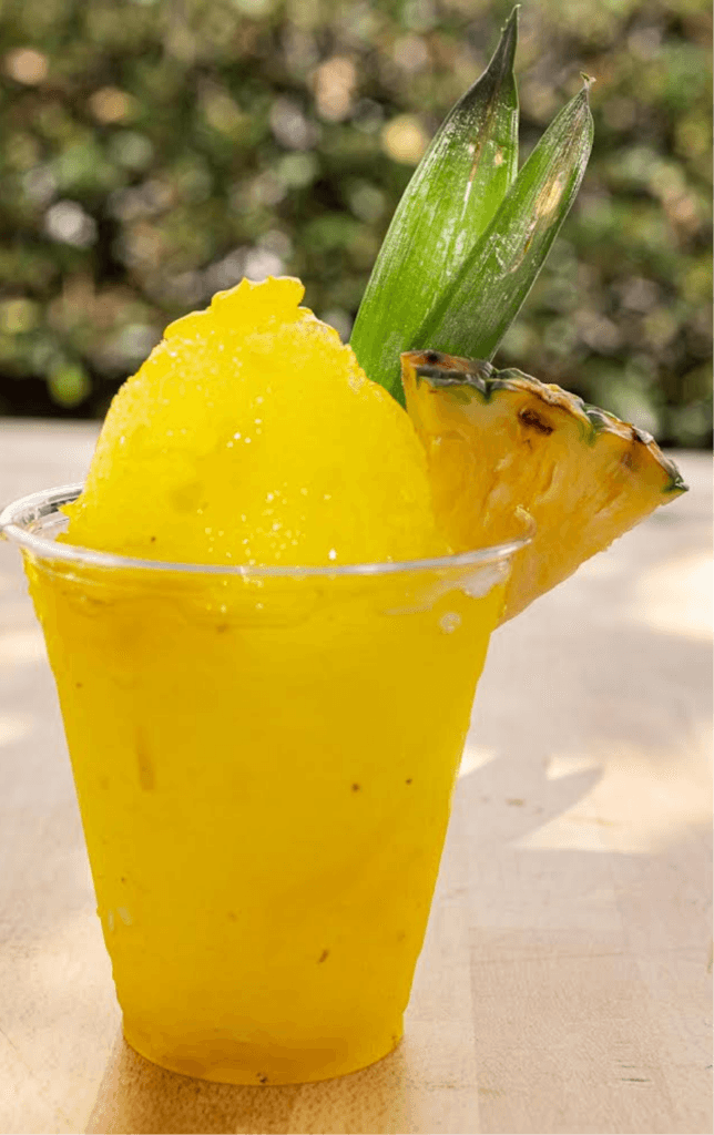 Pineapple raspado topped with pineapple